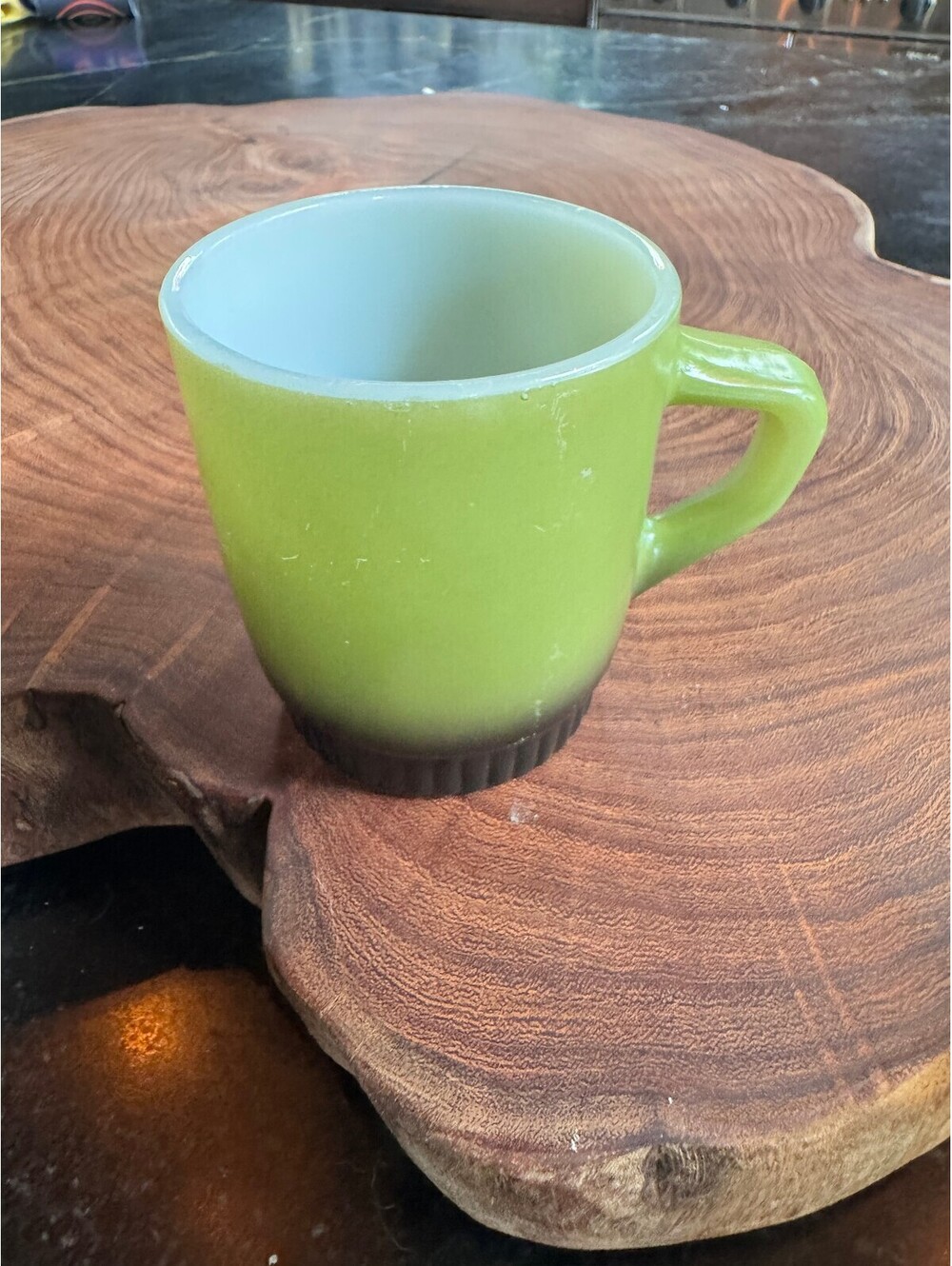 Vintage Fire-King Avocado Green Ombre Stacking Mug
